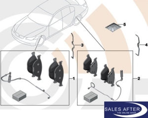 BMW 5 series E60 Set of Brake Pads rear with sensor, 520-530
