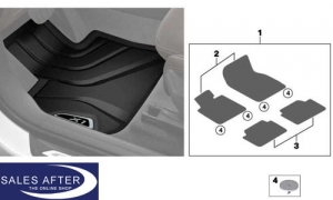 BMW X1 F48 Satz Allwetter-Fußmatten hinten, schwarz/silber