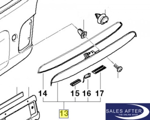 BMW 3 series E46 Handle bar black for rear trunk with button, sedan compact
