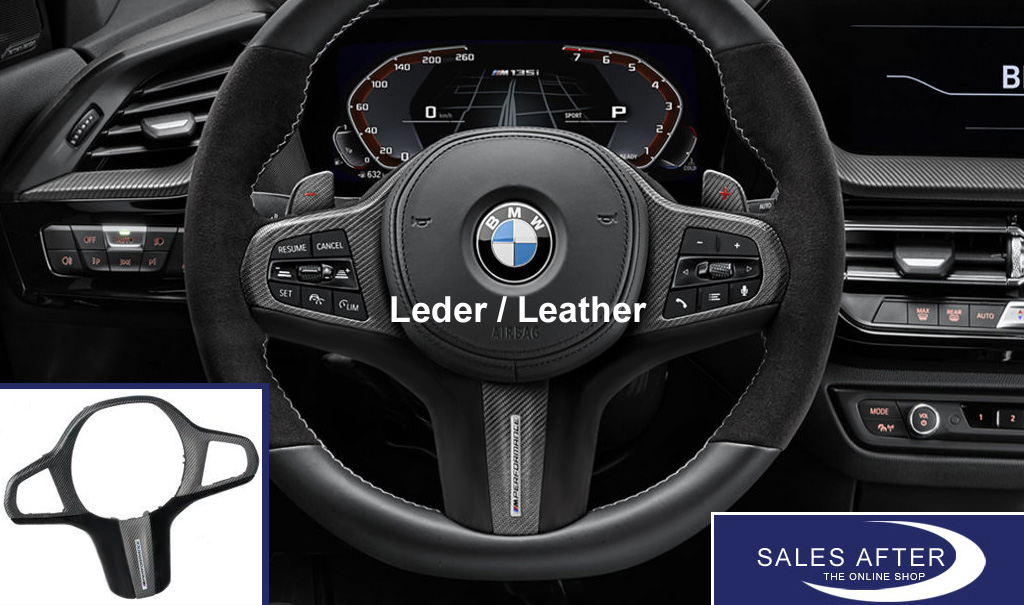 SalesAfter - The Online Shop - BMW M Performance F40 F44 G20 G21 G80 M3 G22  G23 G82 M4 G29 Abdeckung Lenkrad Carbon/Leder