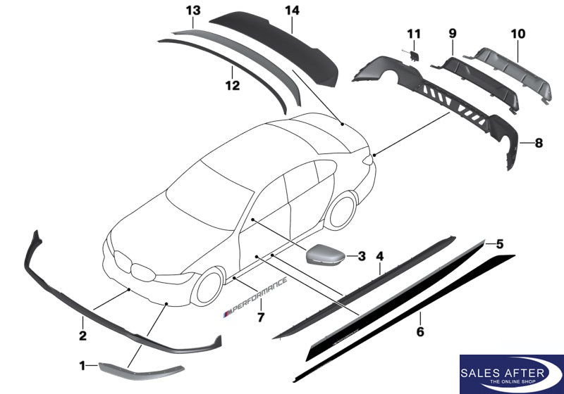 SalesAfter - The Online Shop - BMW M Performance G20 G21 Blende Stossfänger  mit Heckdiffusor, Carbon