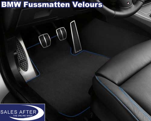 SalesAfter - The Online Shop - BMW 3 series E90 and E91 Velour floor mats,  edging blue, Xdrive