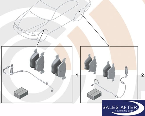 BMW 3 series E36 Set of Brake Pads front with sensor, 316-328