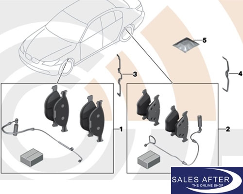 BMW 5er E60 Satz Bremsbeläge hinten mit Bremsbelagfühler, 520-530