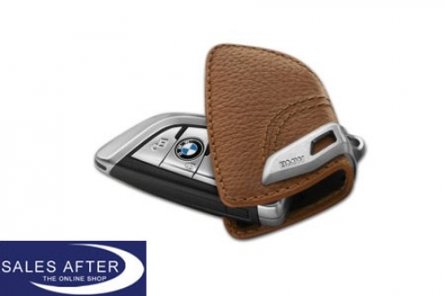 Genuine BMW Key case saddle brown with stainless steel clasp