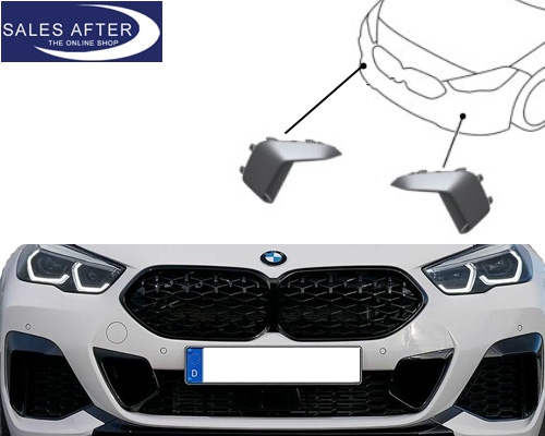 BMW F44 Set of front decor trim for grille on the side, high gloss black