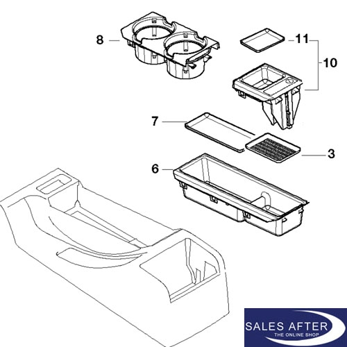BMW 3 series E46 Storage tray with coin box for center console